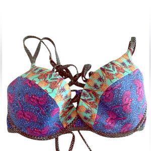Maaji Pineapple Stakes Hipster Bikini top Multi Color Swimwear Size M